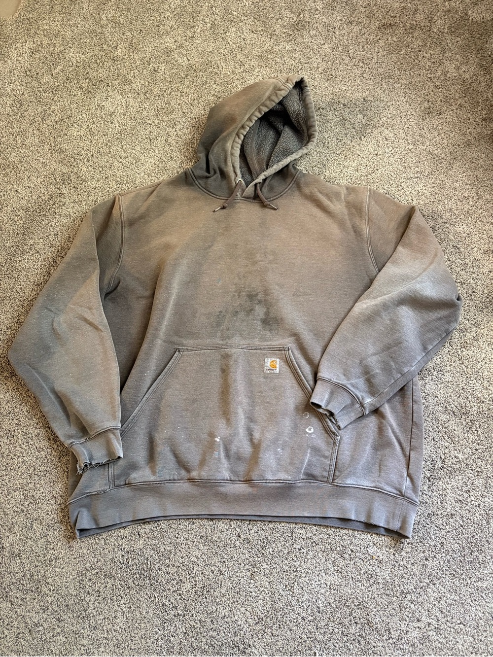 Carhartt Brown Distressed Original Fit Heavyweight Pullover Hoodie Size 2XL